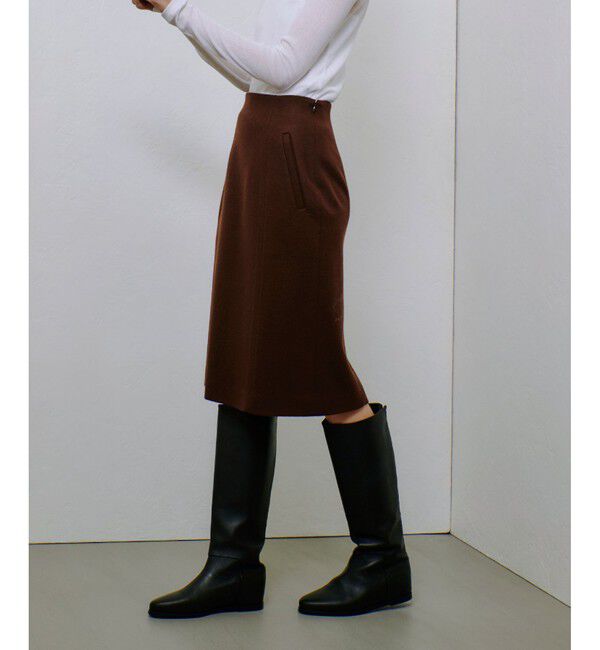 allureville「ハードメルトンスムースミディスカート」|タイト|
