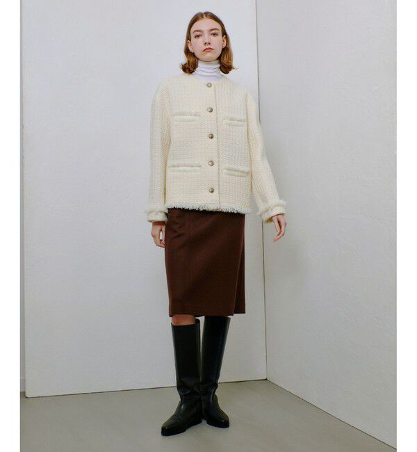 allureville「ハードメルトンスムースミディスカート」|タイト|