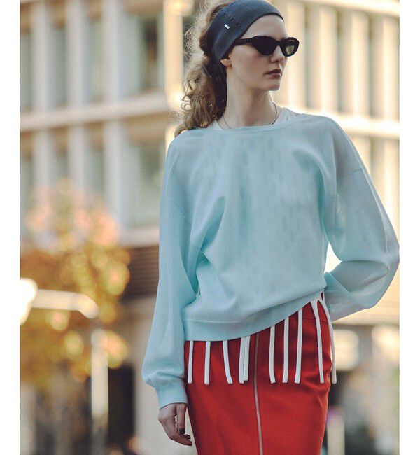 allureville「スポンディッシュシアー2WAYプルオーバー」|ニット・セーター|ライトブルー