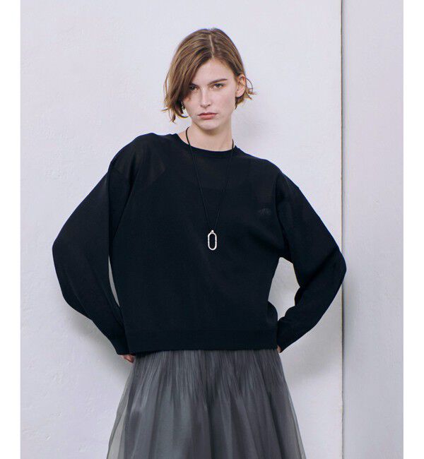 allureville「スポンディッシュシアー2WAYプルオーバー」|ニット・セーター|ブラック