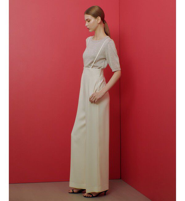 LOULOU WILLOUGHBY「【LOULOU WILLOUGHBY】ダブルクロスハイウエストサスペンダーパンツ」|オールインワン|