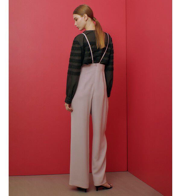 LOULOU WILLOUGHBY「【LOULOU WILLOUGHBY】ダブルクロスハイウエストサスペンダーパンツ」|オールインワン|