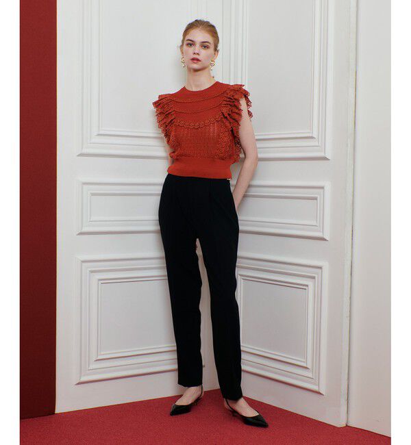 LOULOU WILLOUGHBY「【LOULOU WILLOUGHBY】レースフリルニットプルオーバー」|ニット・セーター|