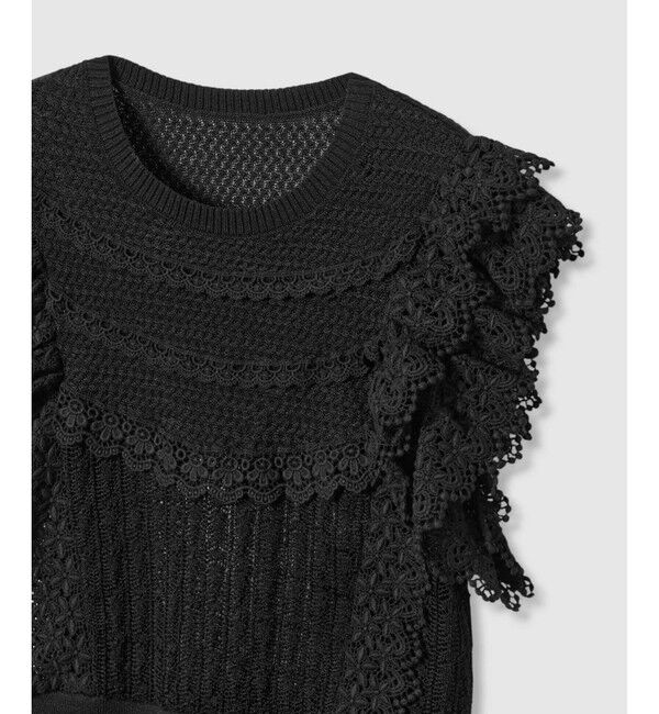 LOULOU WILLOUGHBY「【LOULOU WILLOUGHBY】レースフリルニットプルオーバー」|ニット・セーター|
