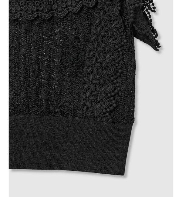 LOULOU WILLOUGHBY「【LOULOU WILLOUGHBY】レースフリルニットプルオーバー」|ニット・セーター|