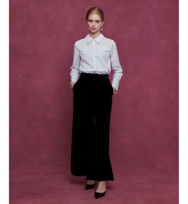 LOULOU WILLOUGHBY「【LOULOU WILLOUGHBY】レーストリミングシャツ」|シャツ・ブラウス|