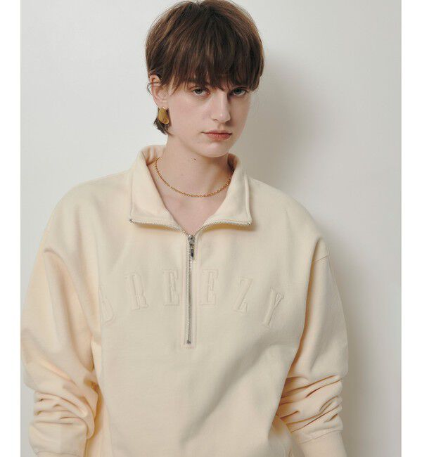 allureville「ハーフジップ刺繍プルオーバー」|Tシャツ・カットソー|