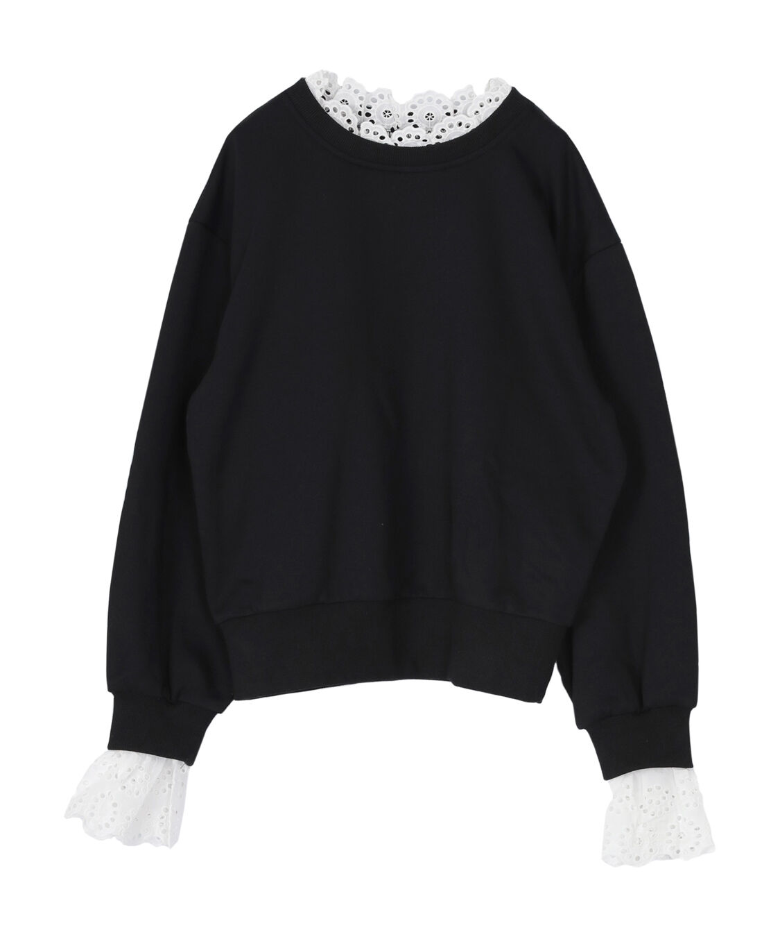 titivate「コットンレースドッキングスウェット」|スウェット・ジャージ|