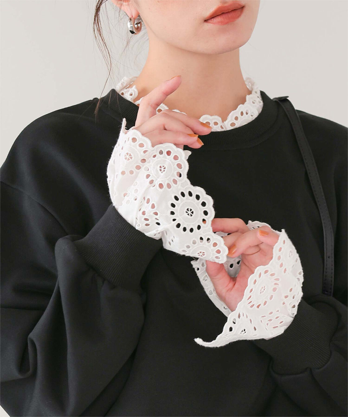 titivate「コットンレースドッキングスウェット」|スウェット・ジャージ|