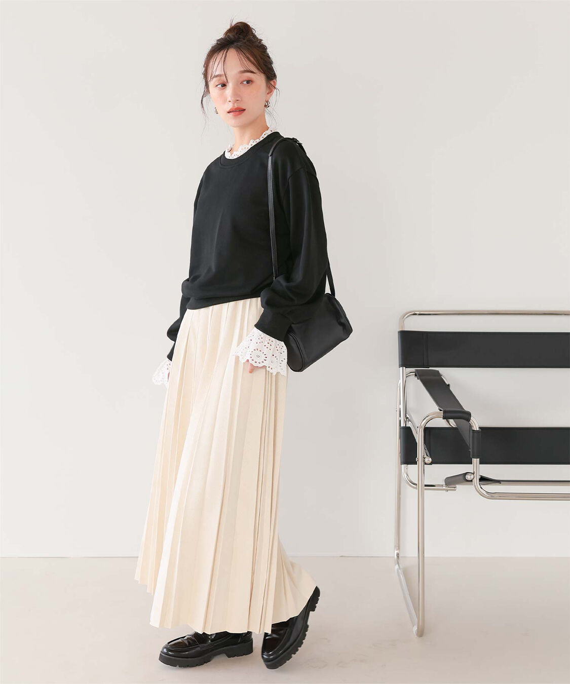 titivate「コットンレースドッキングスウェット」|スウェット・ジャージ|