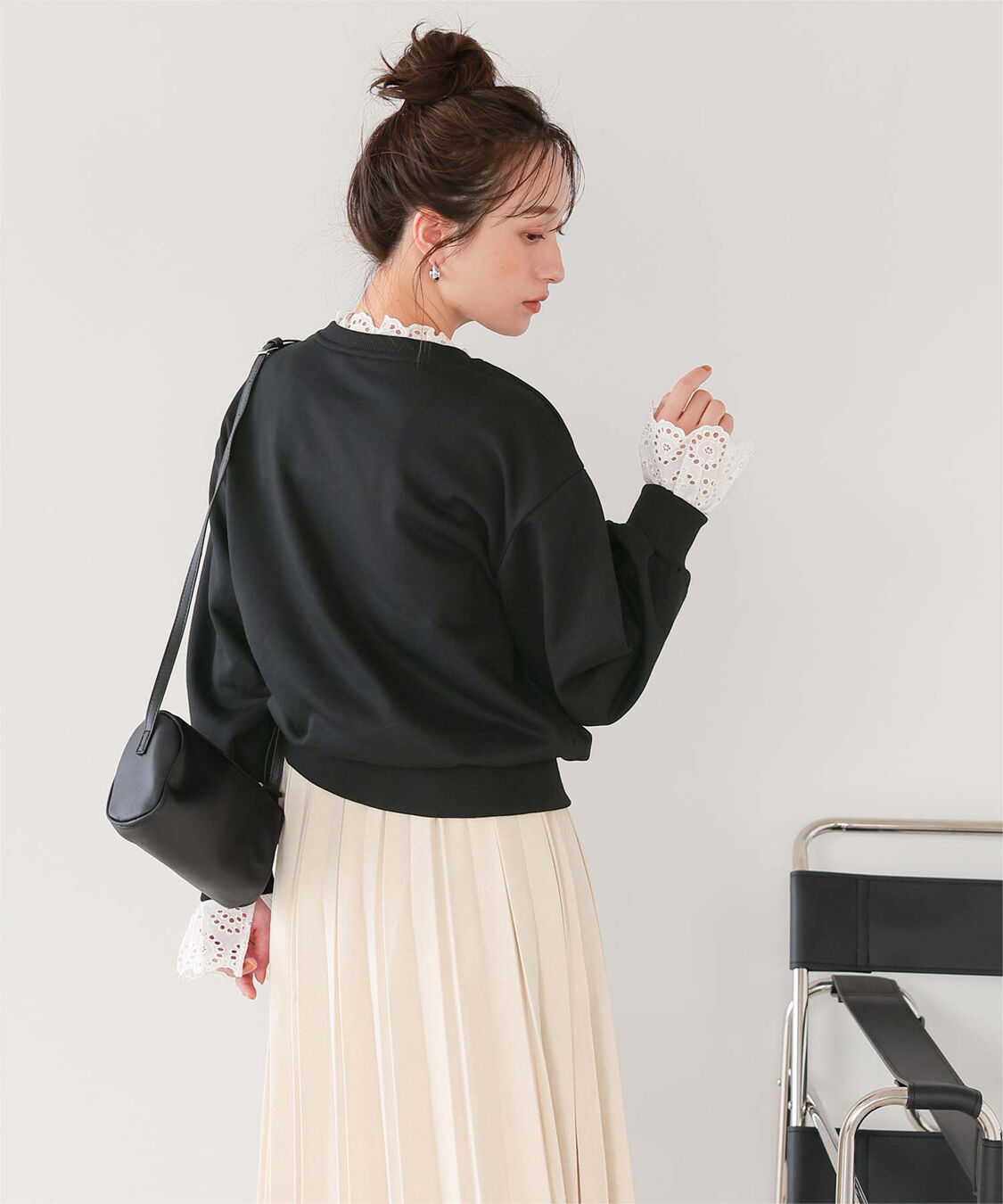 titivate「コットンレースドッキングスウェット」|スウェット・ジャージ|