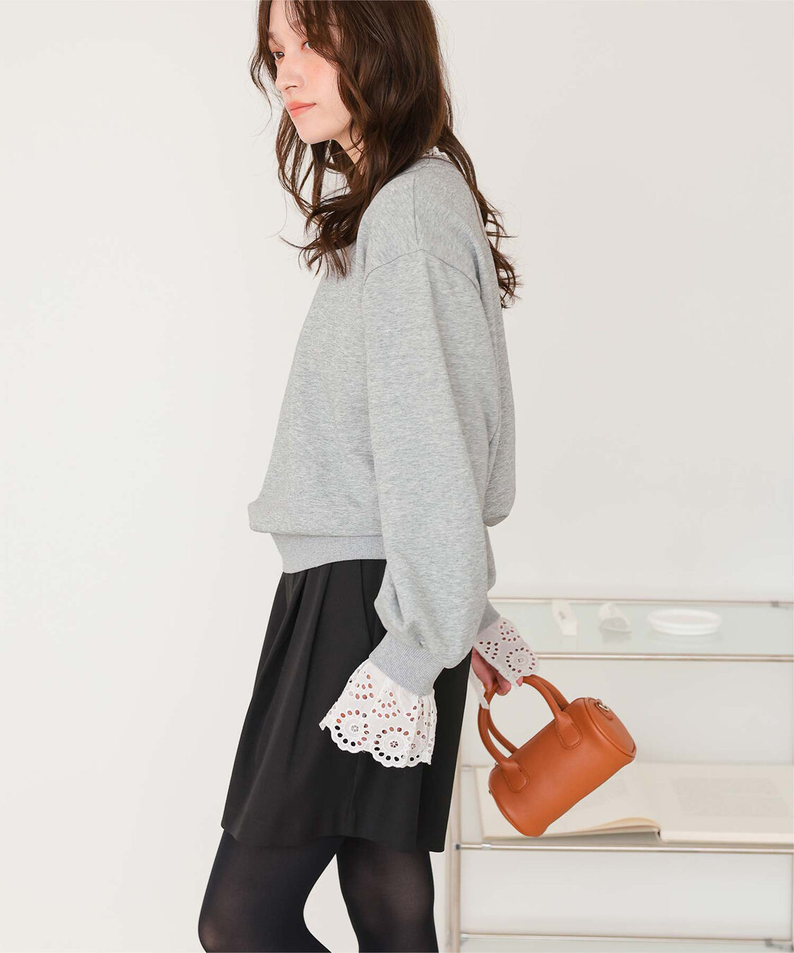 titivate「コットンレースドッキングスウェット」|スウェット・ジャージ|