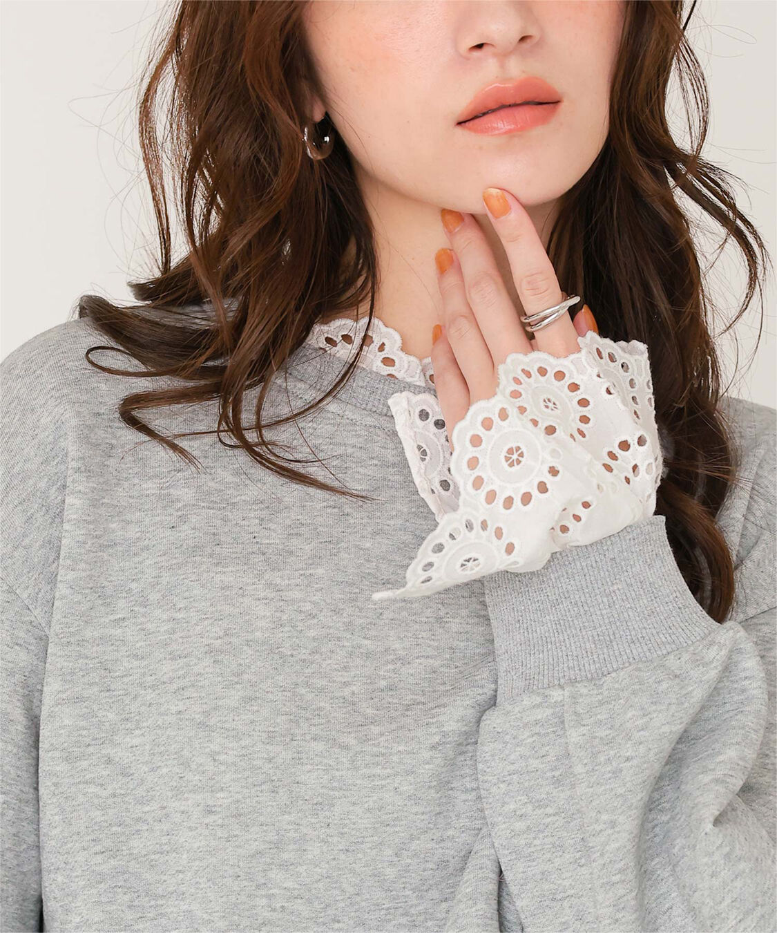 titivate「コットンレースドッキングスウェット」|スウェット・ジャージ|