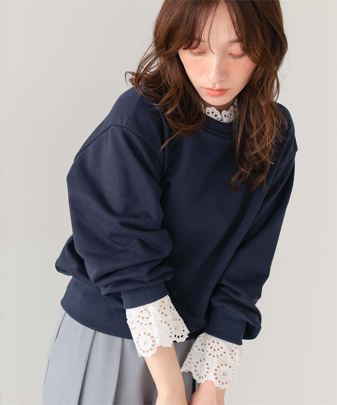 titivate「コットンレースドッキングスウェット」|スウェット・ジャージ|