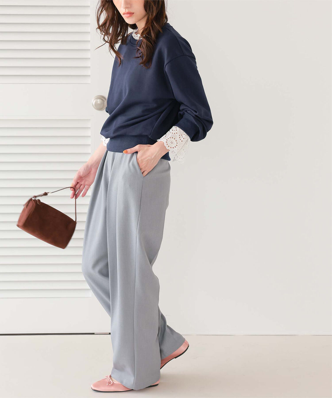 titivate「コットンレースドッキングスウェット」|スウェット・ジャージ|