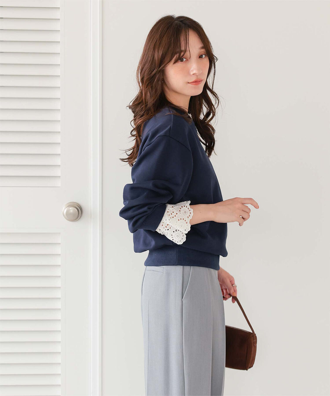 titivate「コットンレースドッキングスウェット」|スウェット・ジャージ|