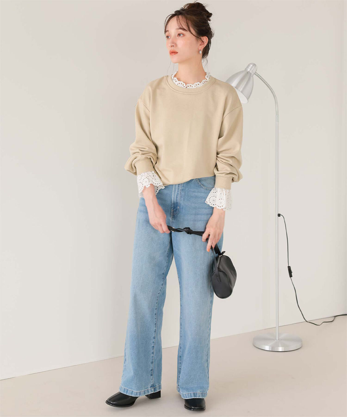 titivate「コットンレースドッキングスウェット」|スウェット・ジャージ|