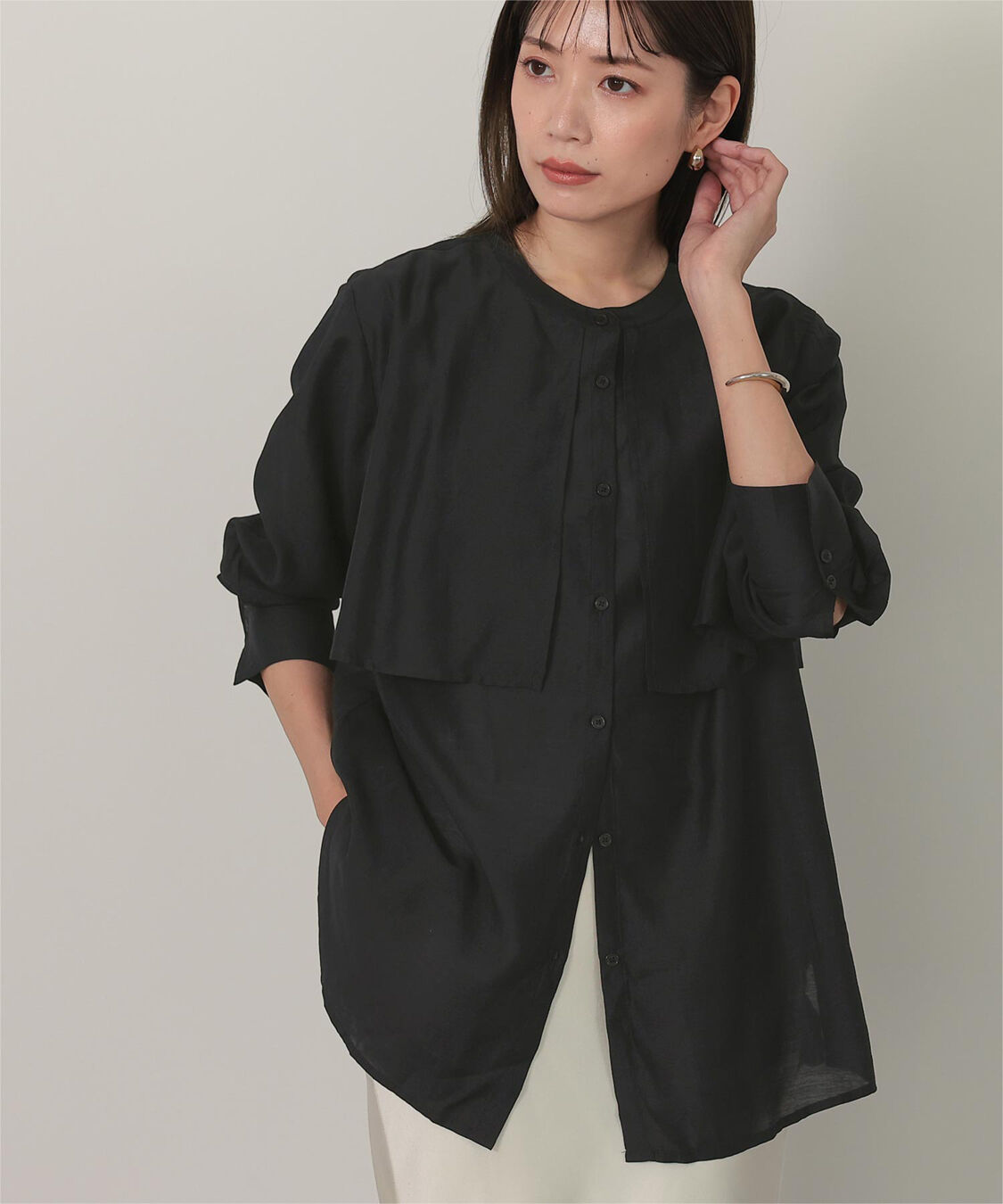 ur's「フライヨークバンドカラーシャツ」|シャツ・ブラウス|ブラック