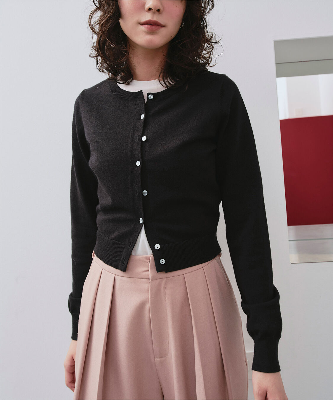titivate「クルーネックニットカーディガン/トップス」|ニット・セーター|ブラック