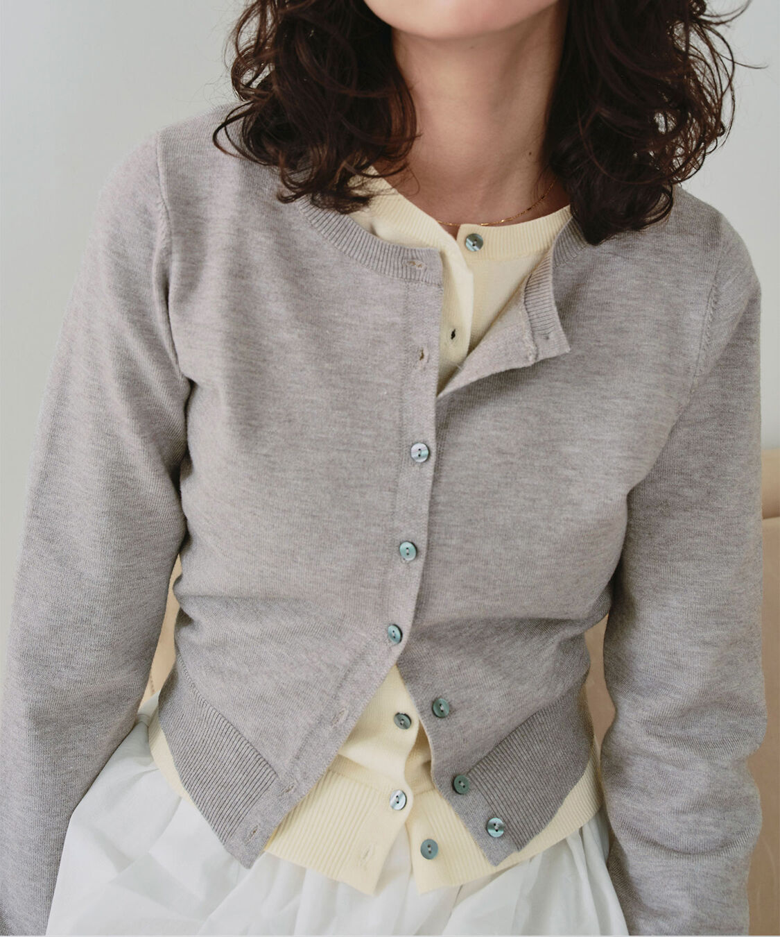 titivate「クルーネックニットカーディガン/トップス」|ニット・セーター|グレー