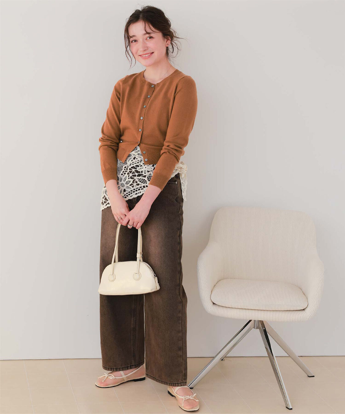 titivate「クルーネックニットカーディガン/トップス」|ニット・セーター|