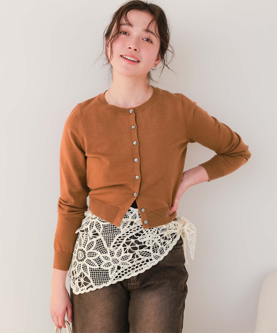 titivate「クルーネックニットカーディガン/トップス」|ニット・セーター|