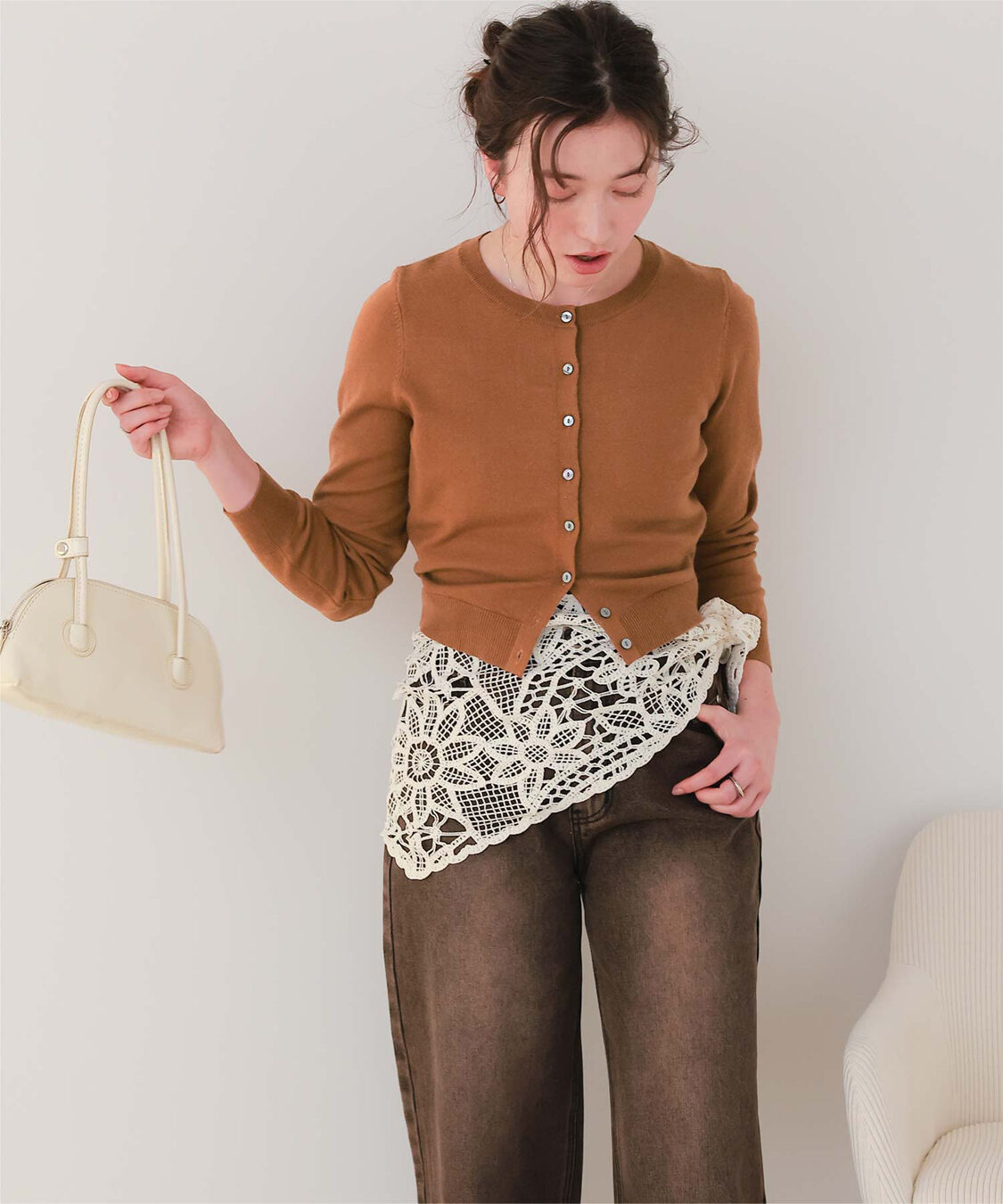 titivate「クルーネックニットカーディガン/トップス」|ニット・セーター|