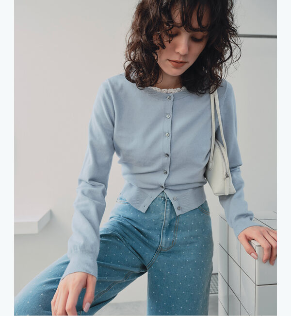 titivate「クルーネックニットカーディガン/トップス」|ニット・セーター|