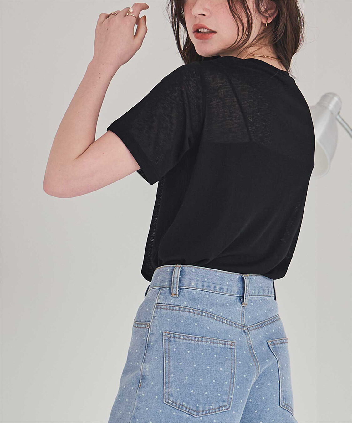 titivate「【赤埴奈津子さんS/Sコラボアイテム】ハーフスリーブシアーカットソートップス」|Tシャツ・カットソー|