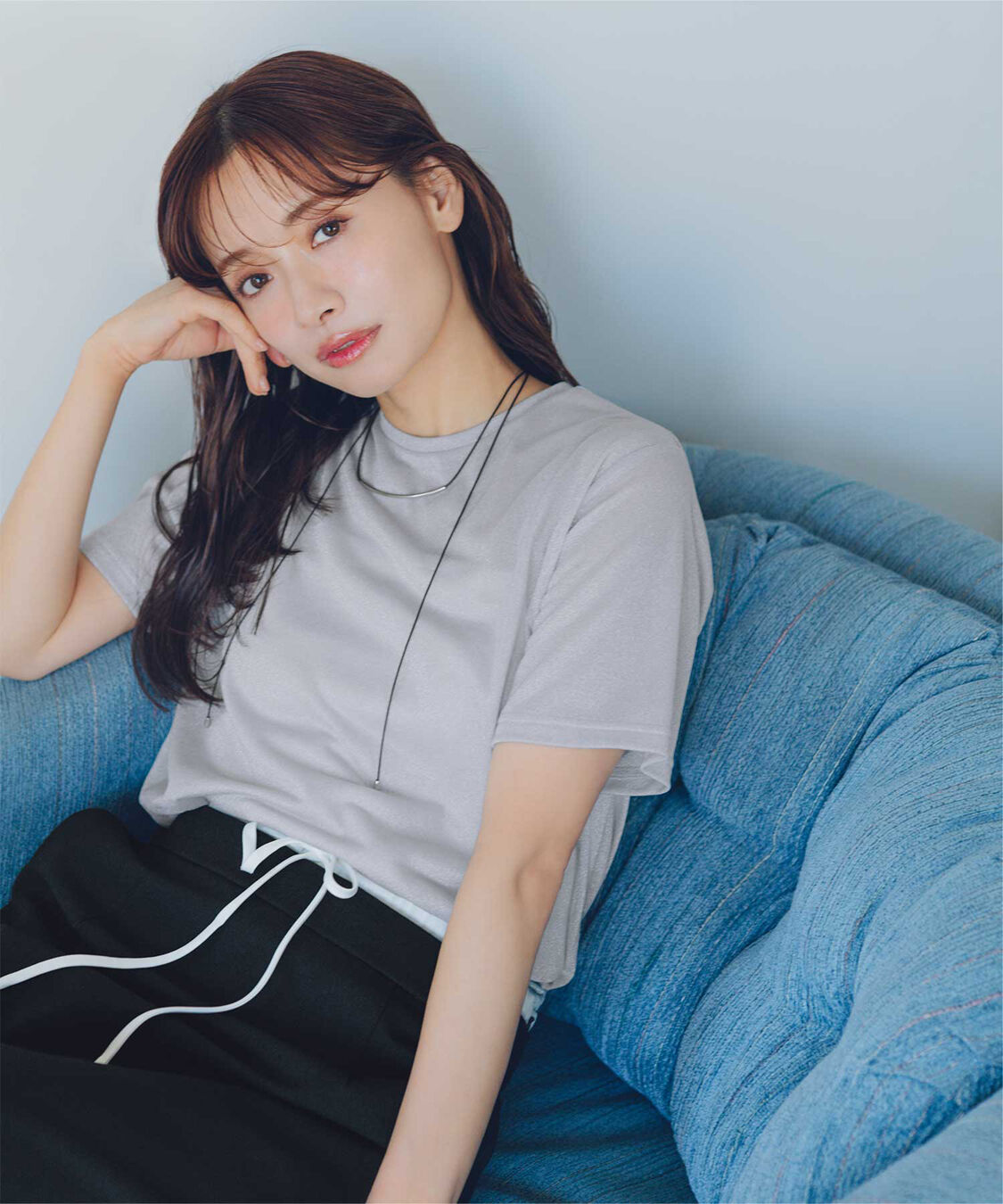 titivate「【赤埴奈津子さんS/Sコラボアイテム】ハーフスリーブシアーカットソートップス」|Tシャツ・カットソー|シルバー