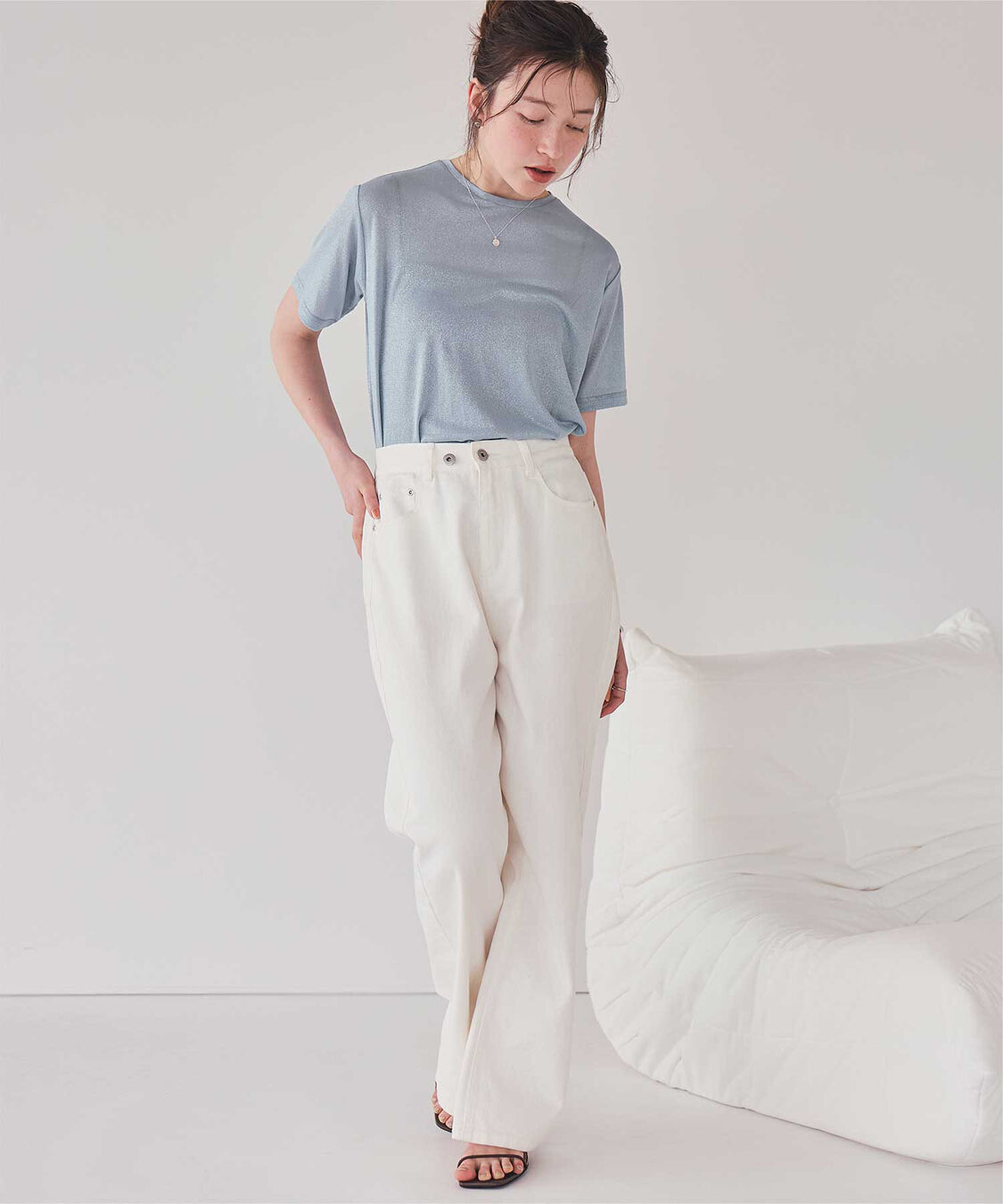 titivate「【赤埴奈津子さんS/Sコラボアイテム】ハーフスリーブシアーカットソートップス」|Tシャツ・カットソー|