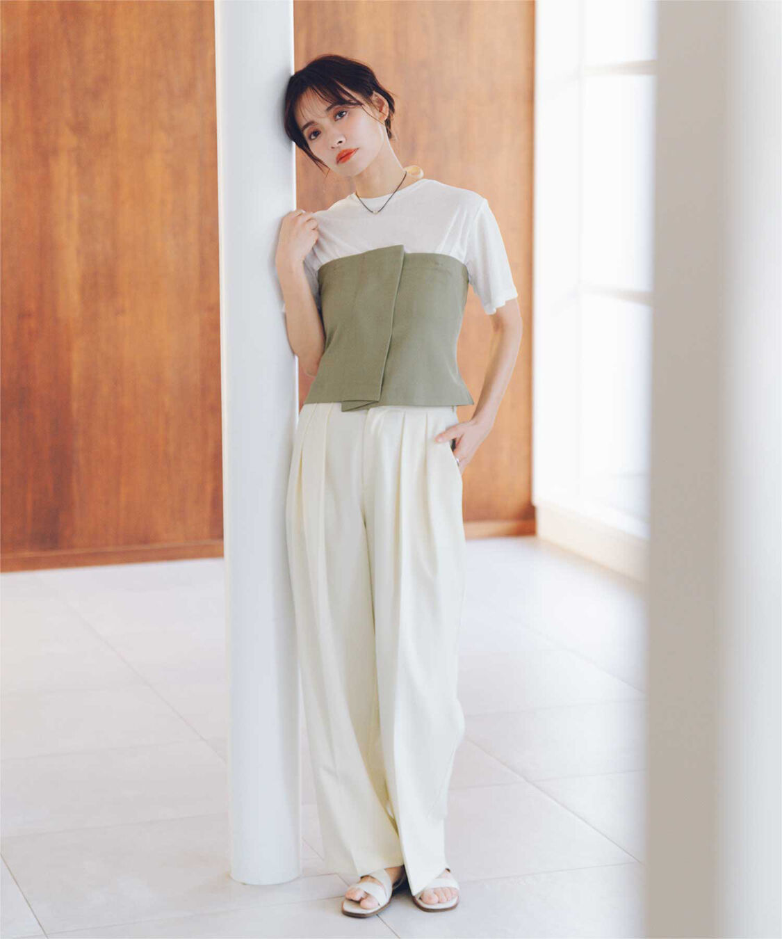 titivate「【赤埴奈津子さんS/Sコラボアイテム】ハーフスリーブシアーカットソートップス」|Tシャツ・カットソー|