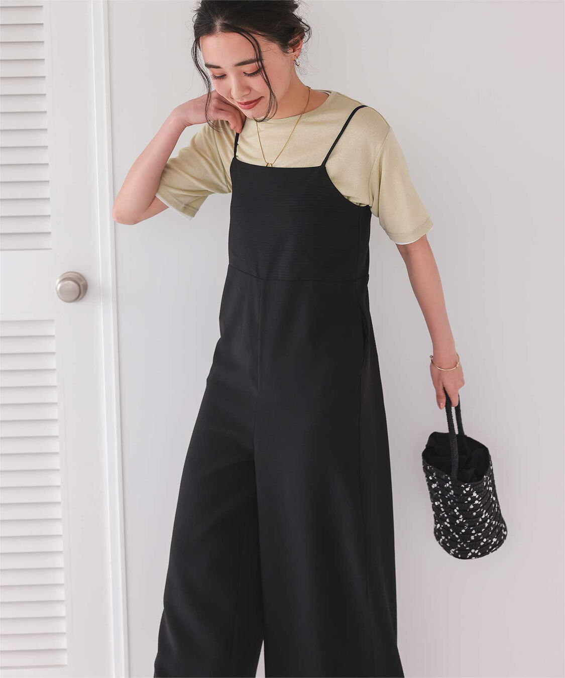 titivate「【赤埴奈津子さんS/Sコラボアイテム】バックデザインルーズキャミソールオールインワン」|オールインワン|