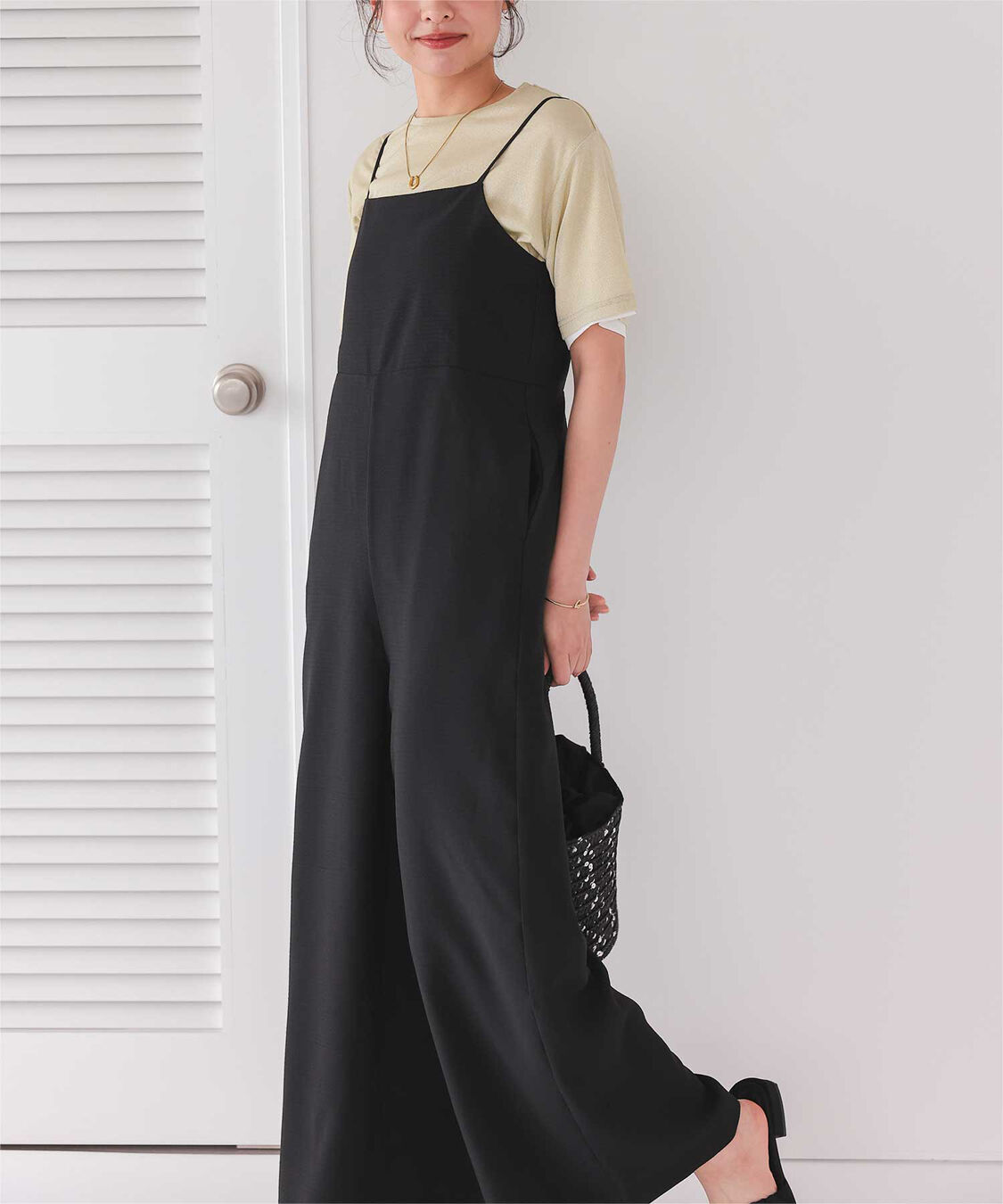 titivate「【赤埴奈津子さんS/Sコラボアイテム】バックデザインルーズキャミソールオールインワン」|オールインワン|