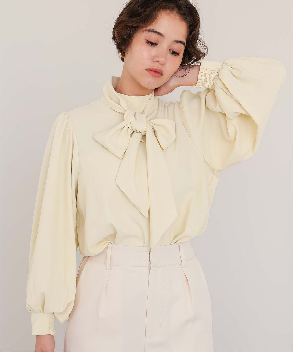 titivate「リボンボウタイブラウス」|シャツ・ブラウス|ライトイエロー