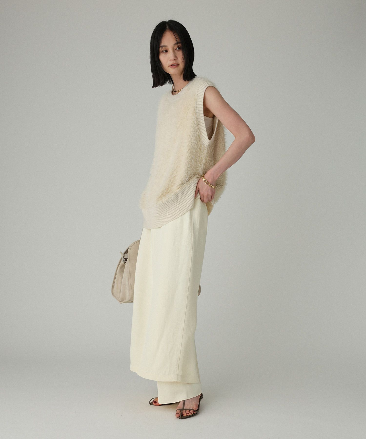 BABYLONE「ロングシャギーベスト」|ニット・セーター|