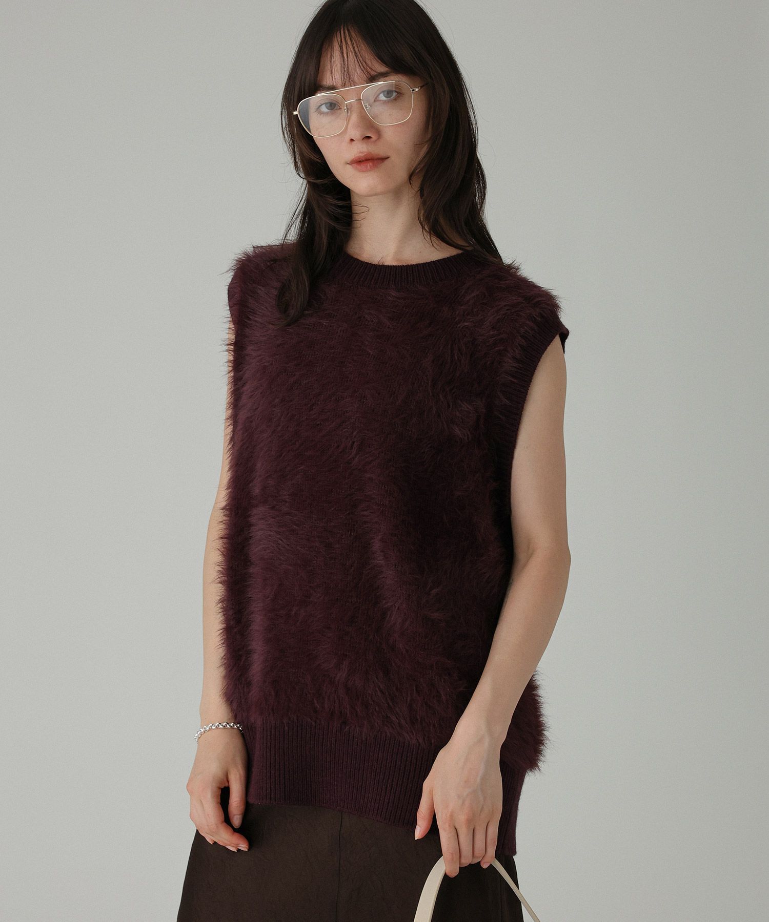 BABYLONE「ロングシャギーベスト」|ニット・セーター|ﾎﾞﾙﾄﾞｰ