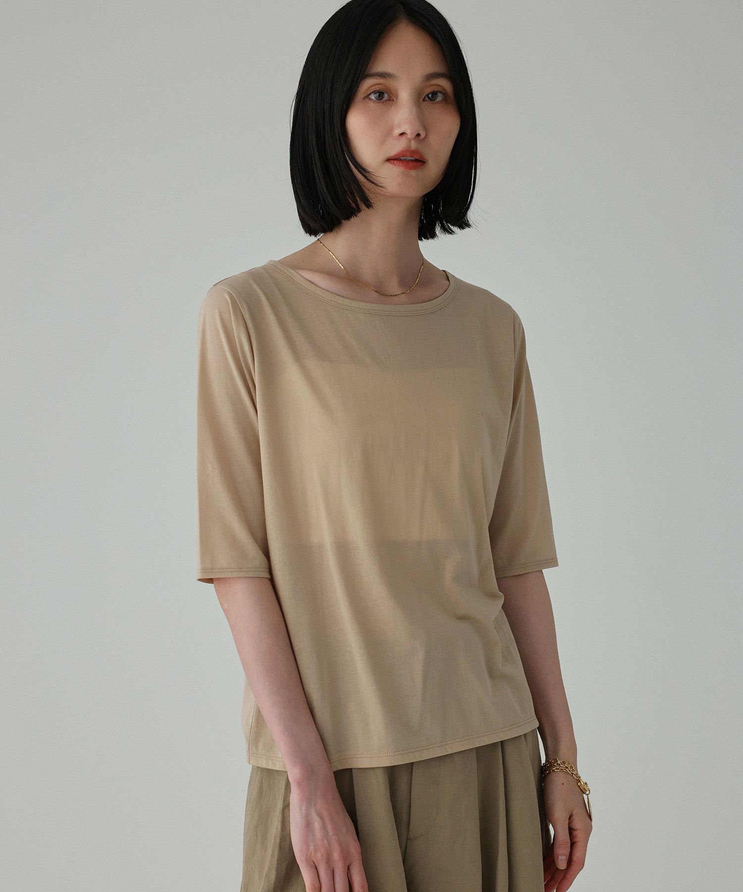 BABYLONE「五分袖シアーTシャツ」|Tシャツ・カットソー|ﾍﾞｰｼﾞｭ