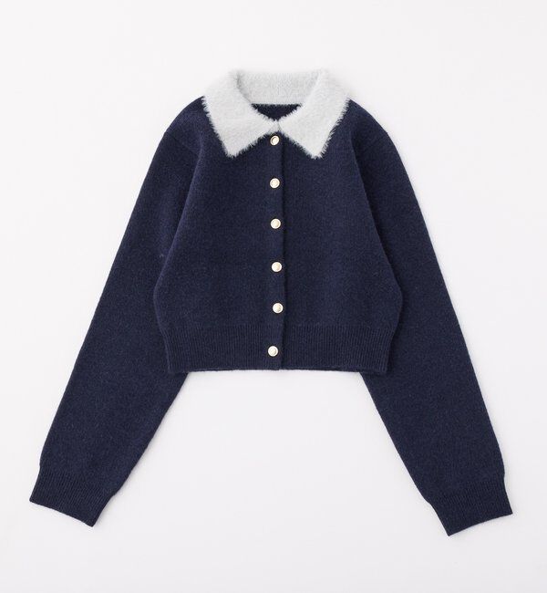  「シャギー襟配色ポロニット」|ニット・セーター|