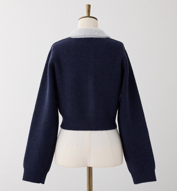  「シャギー襟配色ポロニット」|ニット・セーター|
