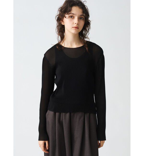 mizuiro ind「mizuiro ind プリーツクルーネックプルオーバー」|Tシャツ・カットソー|