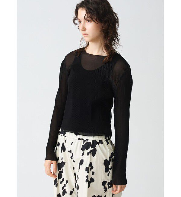 mizuiro ind「mizuiro ind プリーツクルーネックプルオーバー」|Tシャツ・カットソー|