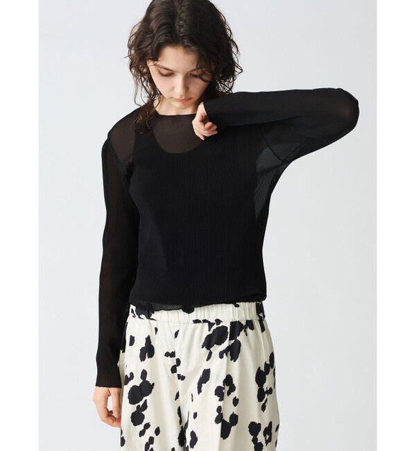 mizuiro ind「mizuiro ind プリーツクルーネックプルオーバー」|Tシャツ・カットソー|