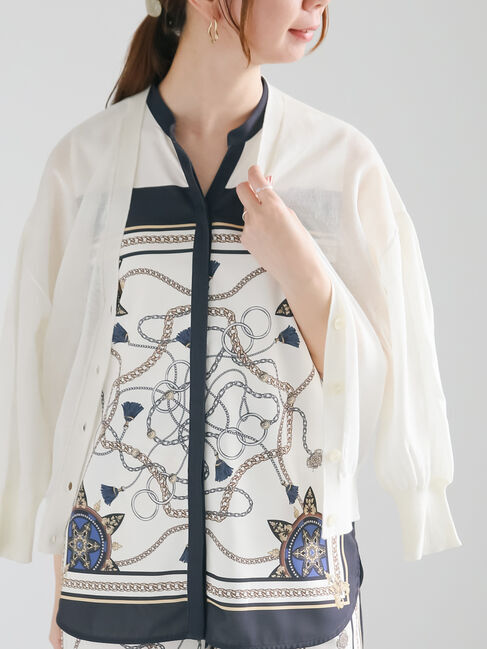 Te chichi「袖ボリュームシアーVネックカーディガン」|カーディガン|オフホワイト