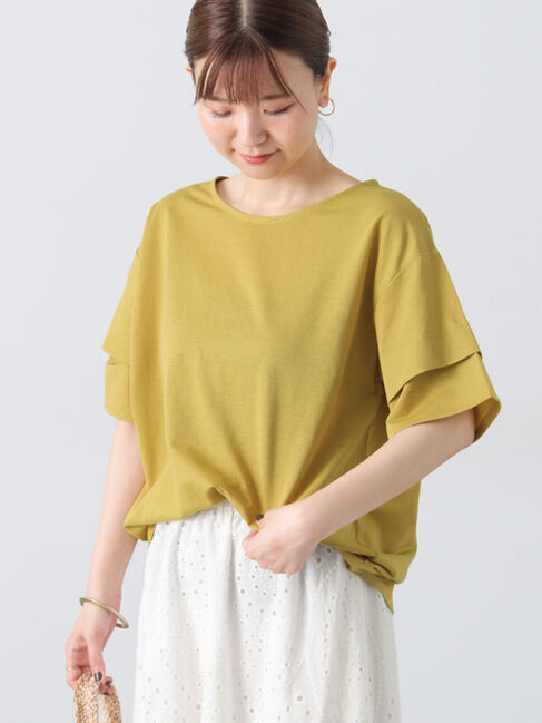 Lugnoncure「プレーティング袖タックTシャツ」|Tシャツ・カットソー|