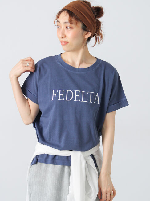 Lugnoncure「ピグメントロゴプリントTシャツ」|Tシャツ・カットソー|ネイビー