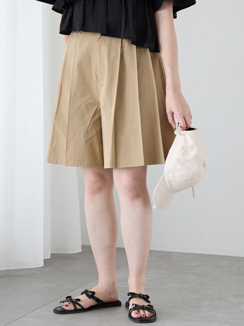 Te chichi TERRASSE「チノキュロットプリーツショートパンツ」|その他|ベージュ