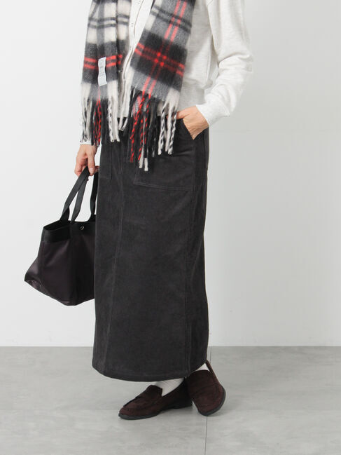 Lugnoncure「コーデュロイベイカースカート」|スカート|チャコールグレー