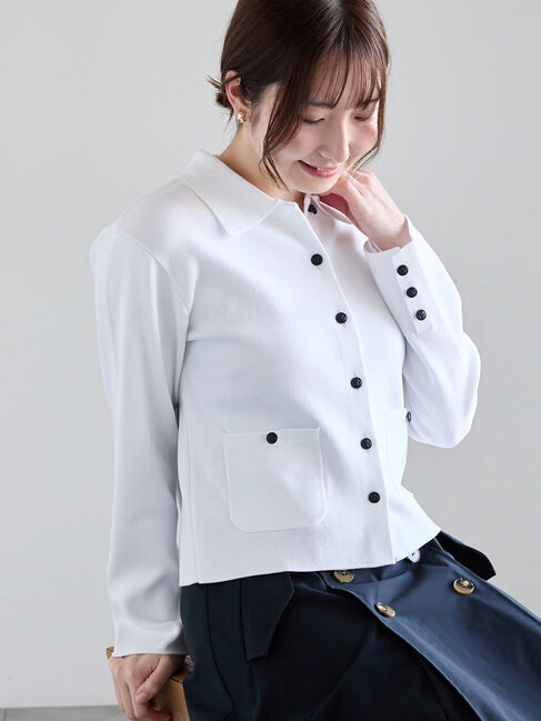 Te chichi「総針衿付きジャケットカーディガン」|カーディガン|オフホワイト