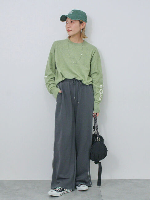 Samansa Mos2 blue「◎袖ロゴニットプルオーバー」|ニット・セーター|